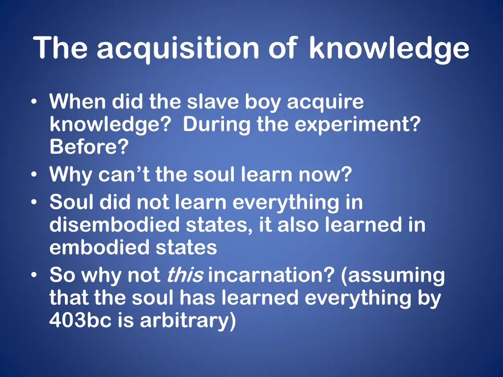 the acquisition of knowledge