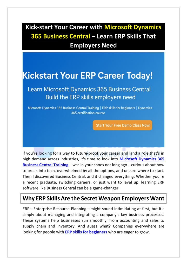 kick start your career with microsoft dynamics
