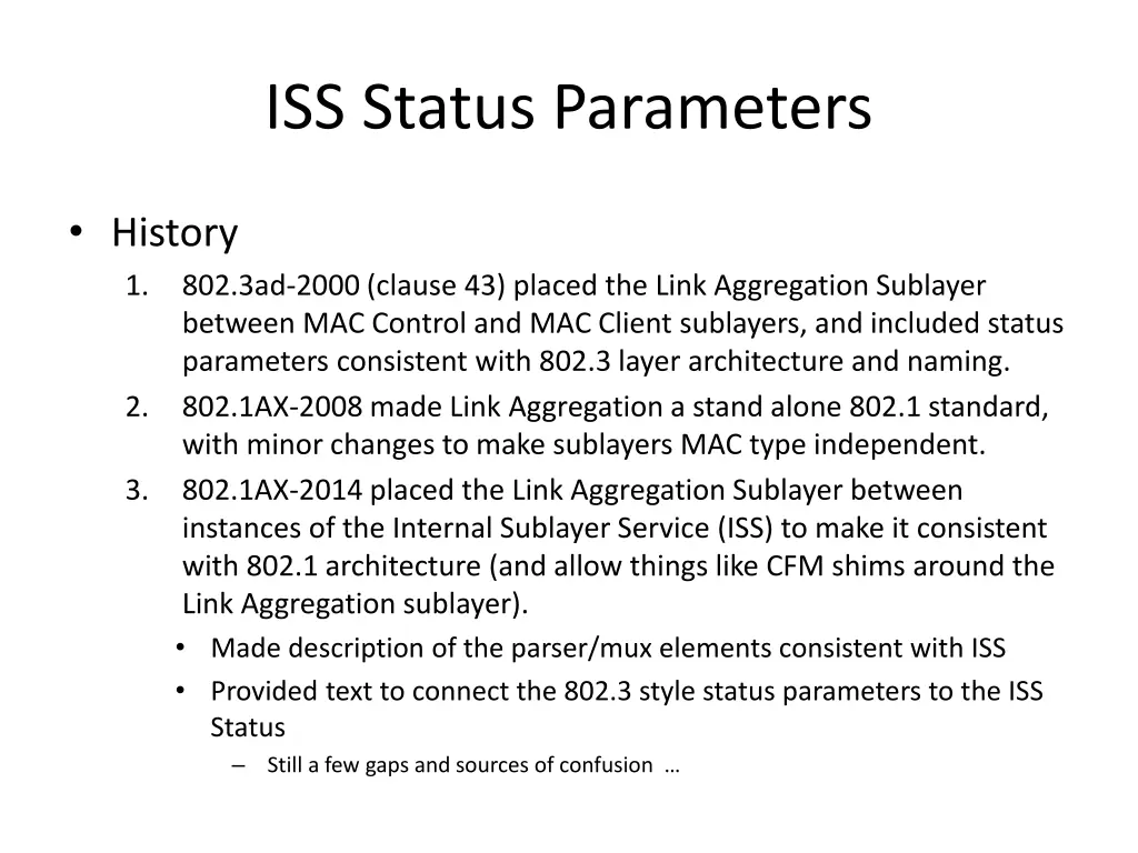 iss status parameters