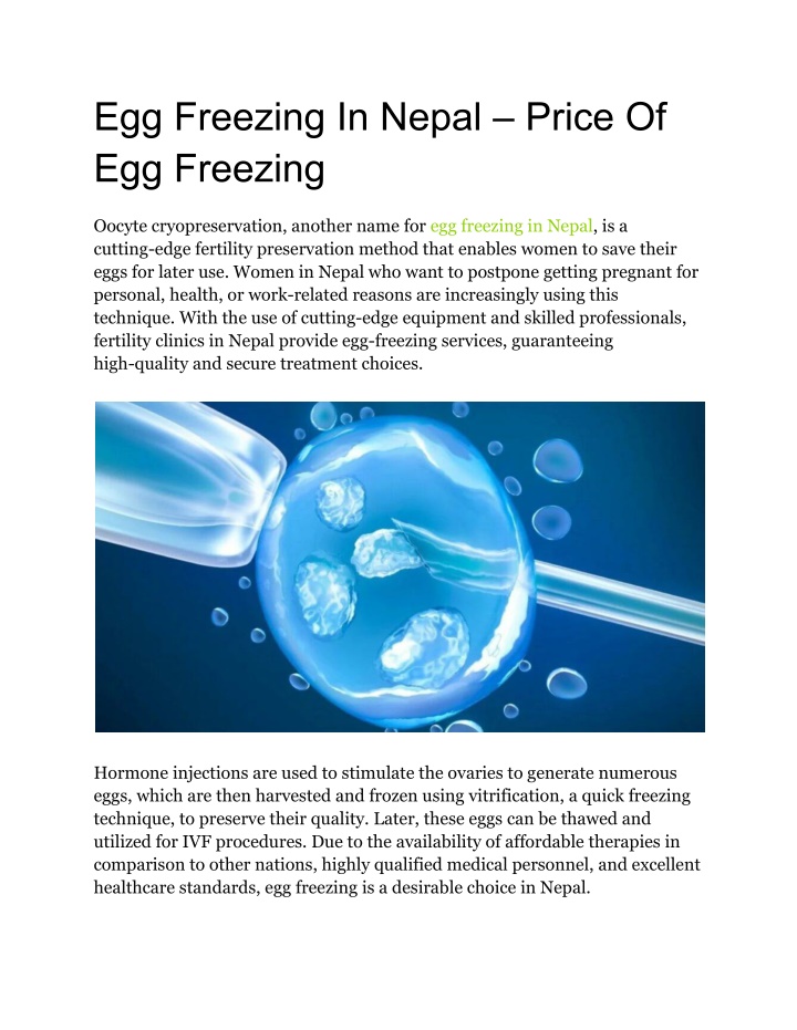 egg freezing in nepal price of egg freezing