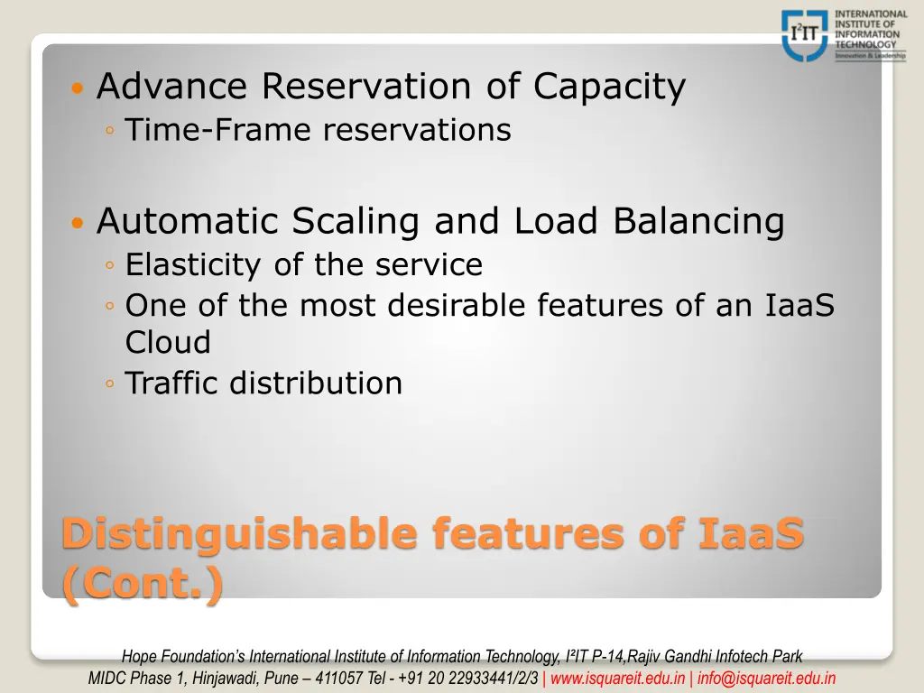 advance reservation of capacity time frame