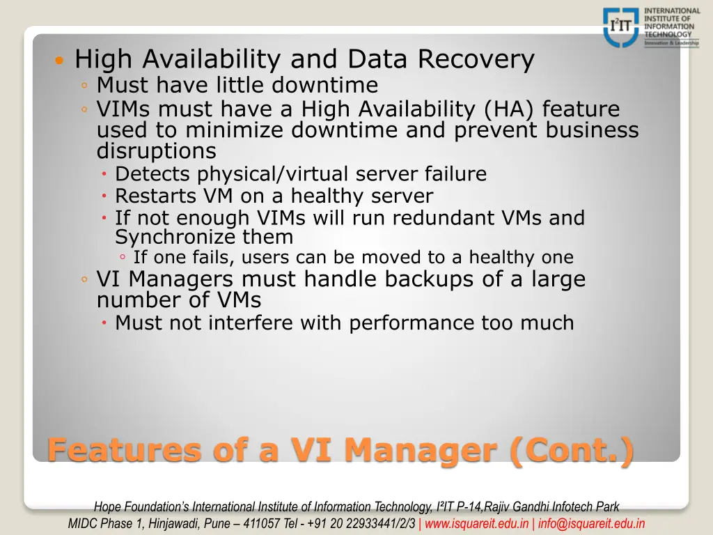 high availability and data recovery must have