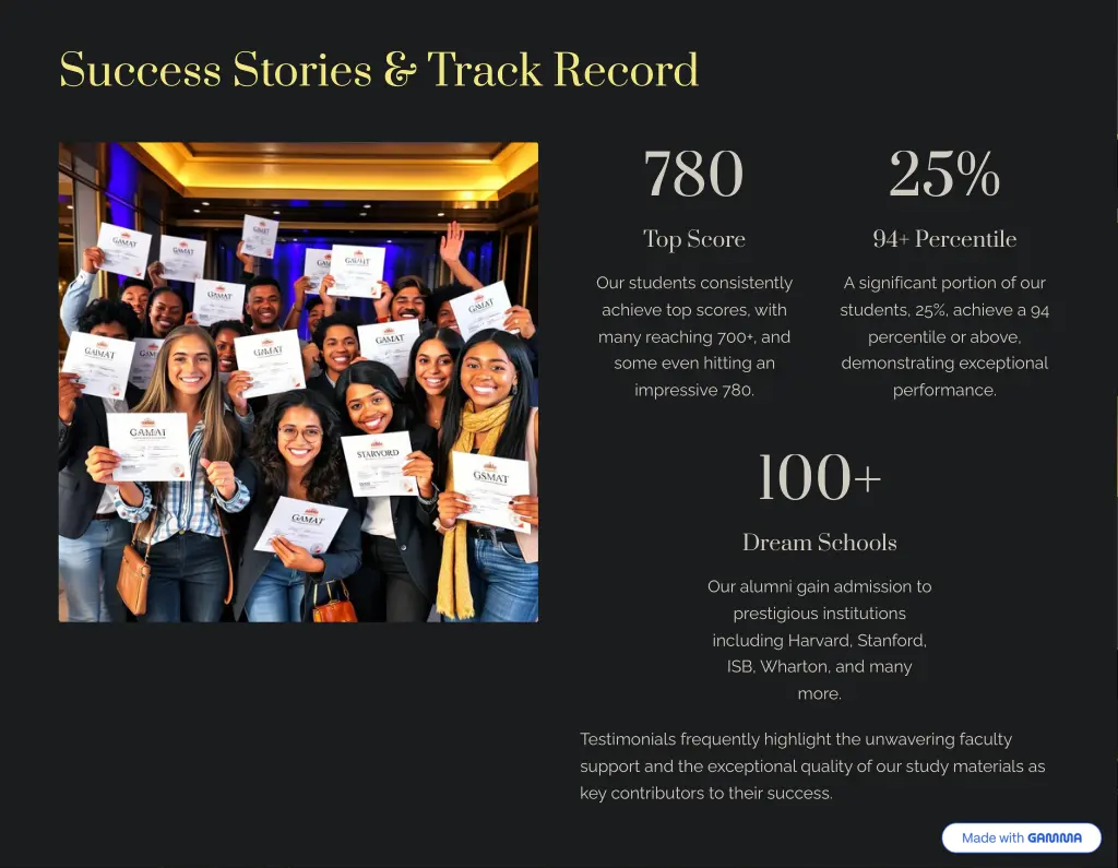 success stories track record