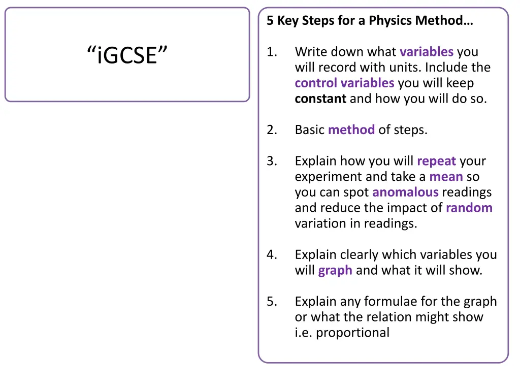 5 key steps for a physics method