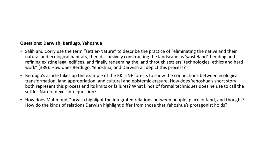 questions darwish berdugo yehoshua salih