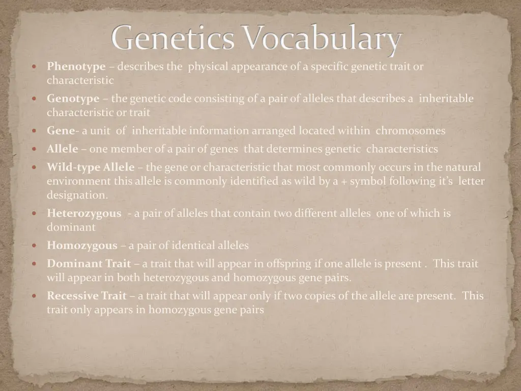 genetics vocabulary