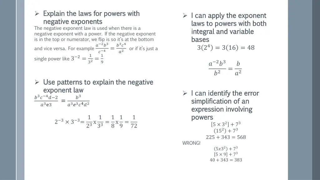 explain the laws for powers with explain the laws