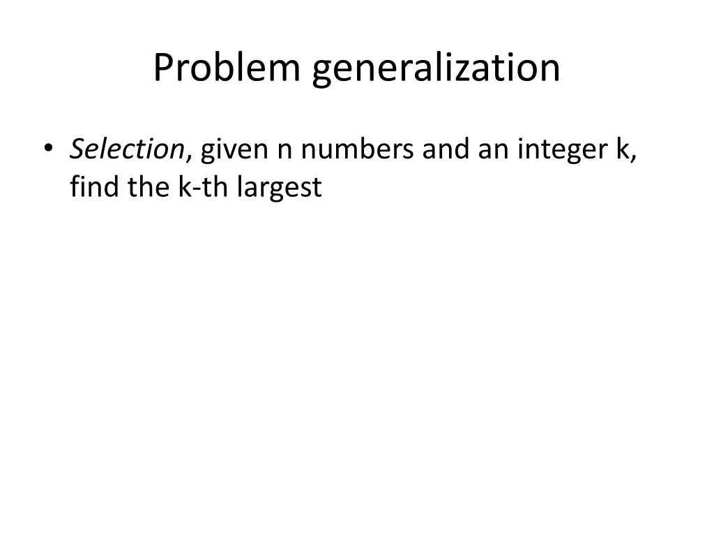 problem generalization