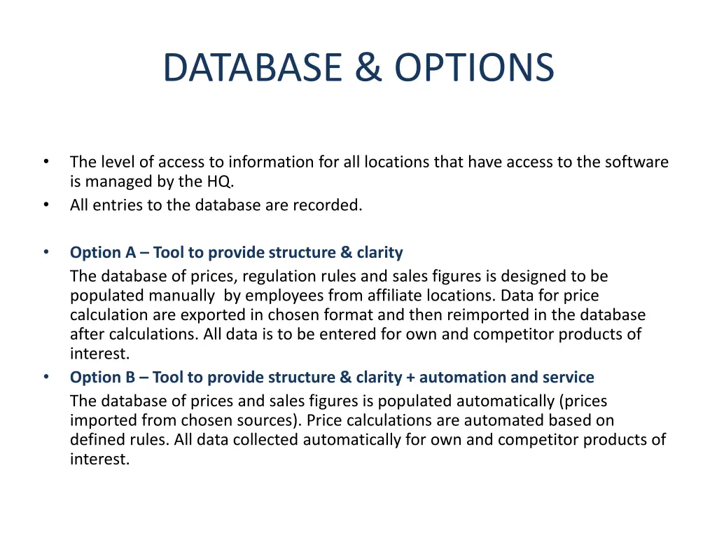 database options