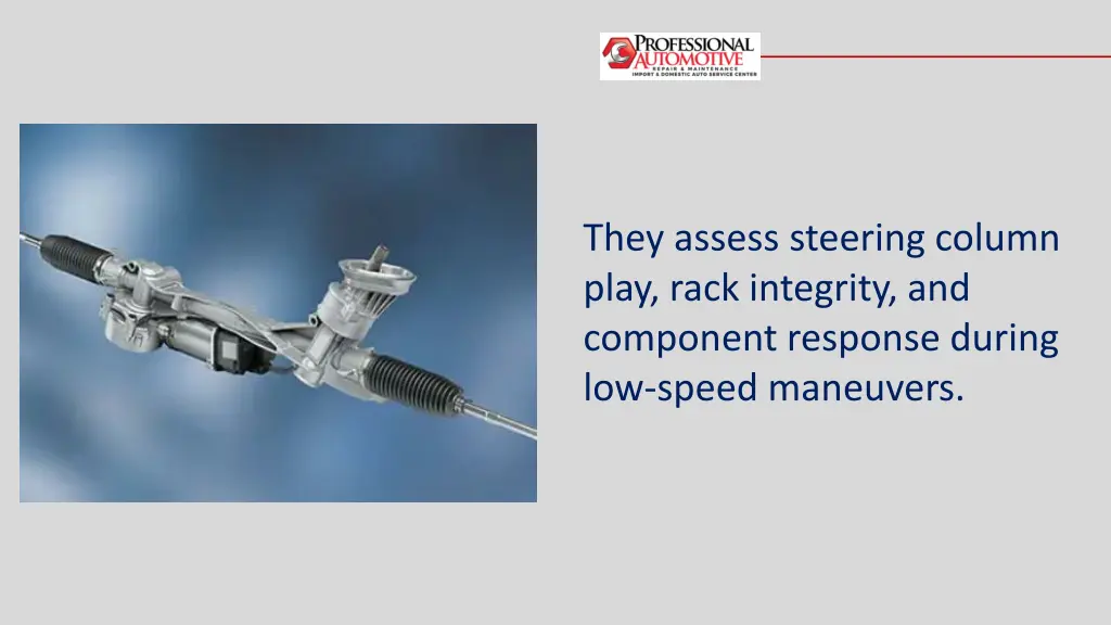 they assess steering column play rack integrity