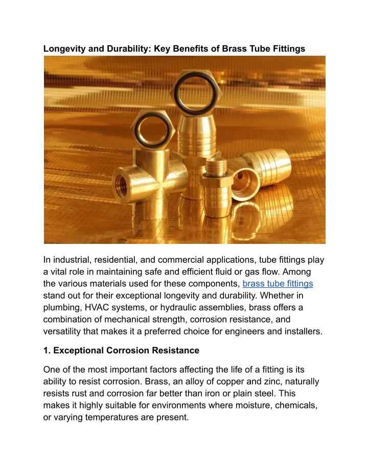 longevity and durability key benefits of brass