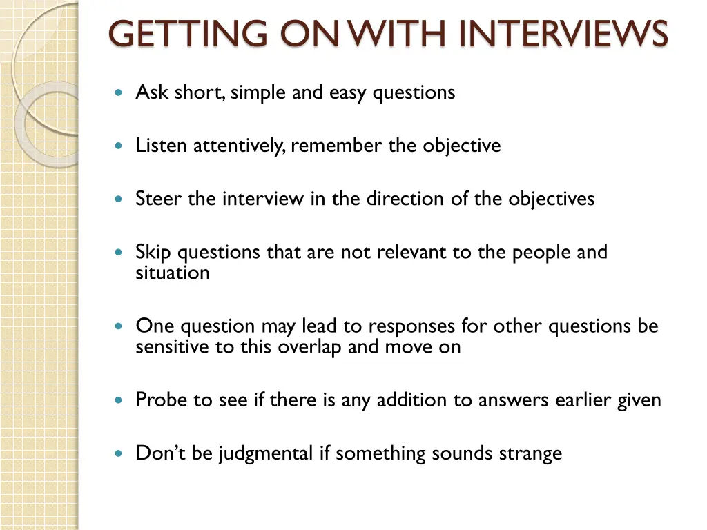 getting on with interviews