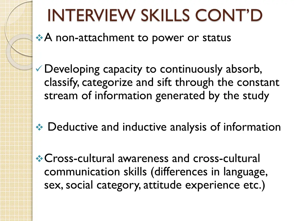 interview skills cont d a non attachment to power