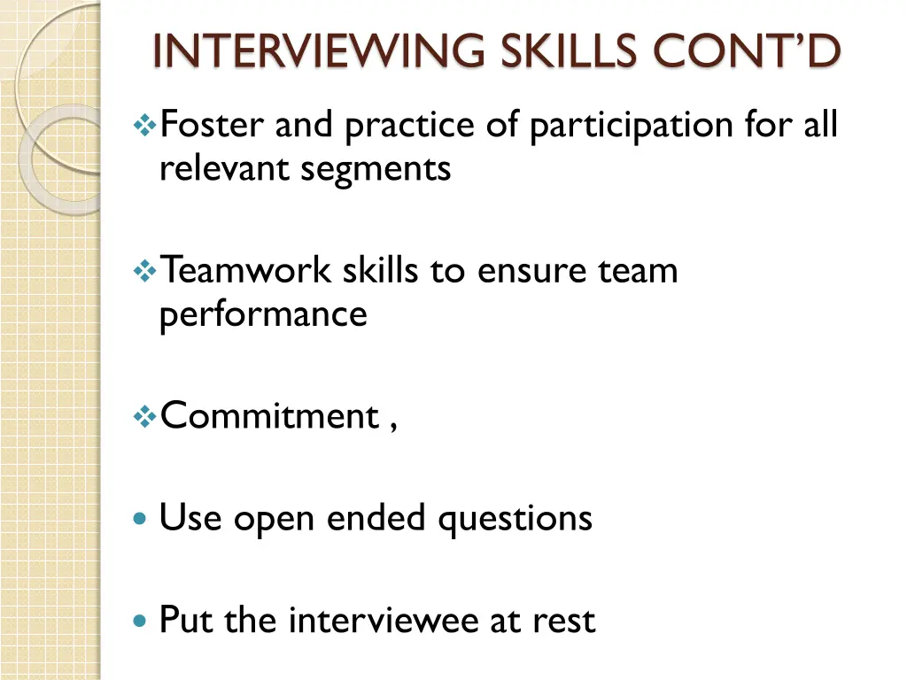 interviewing skills cont d