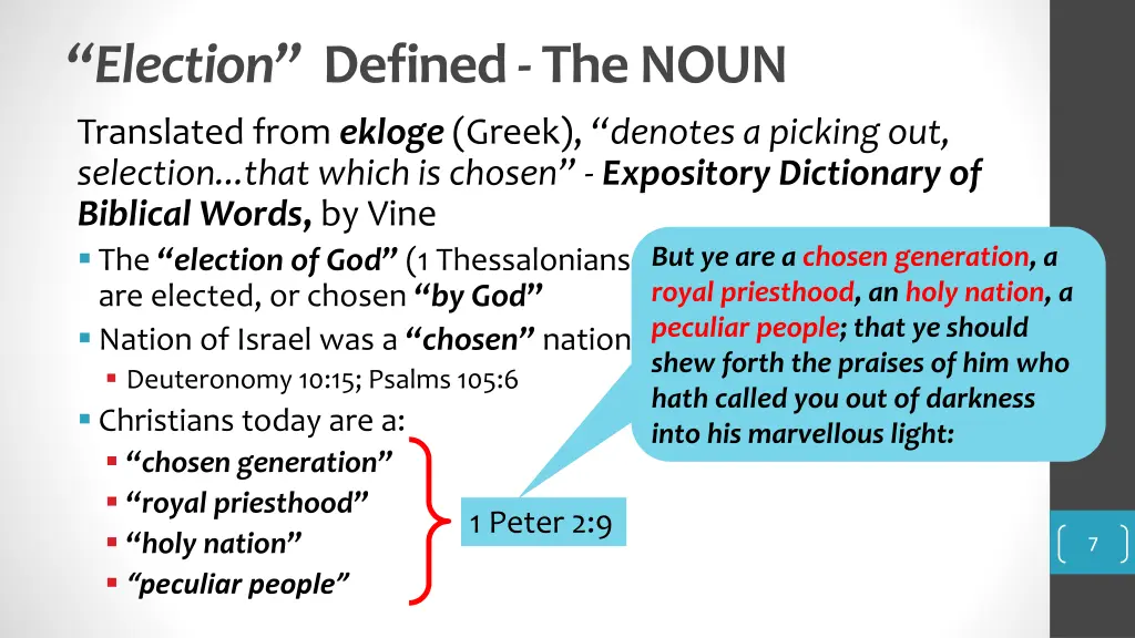 election defined the noun translated from ekloge