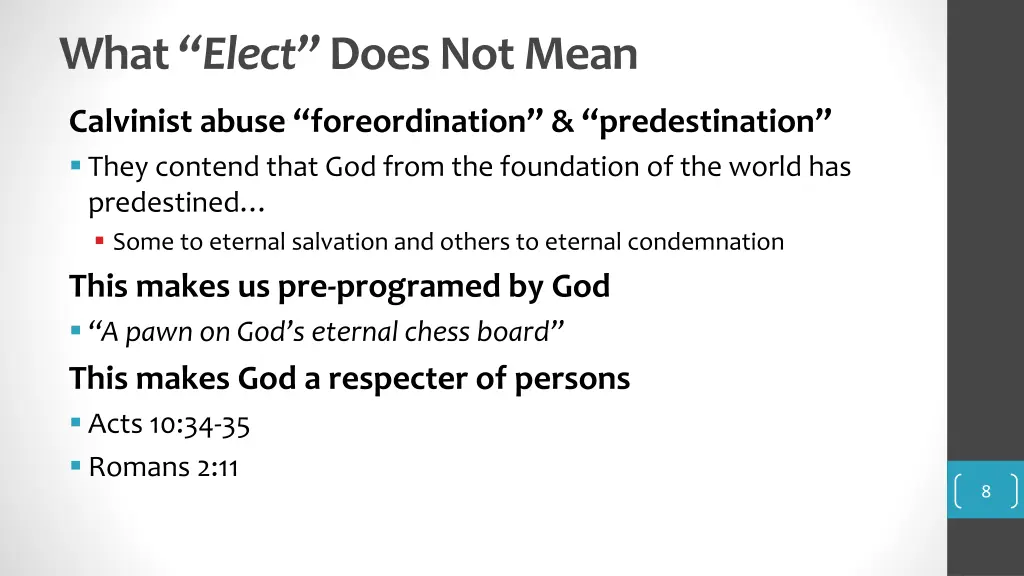 what elect does not mean