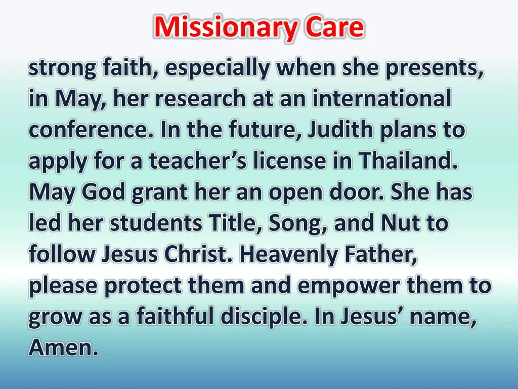 missionary care 1