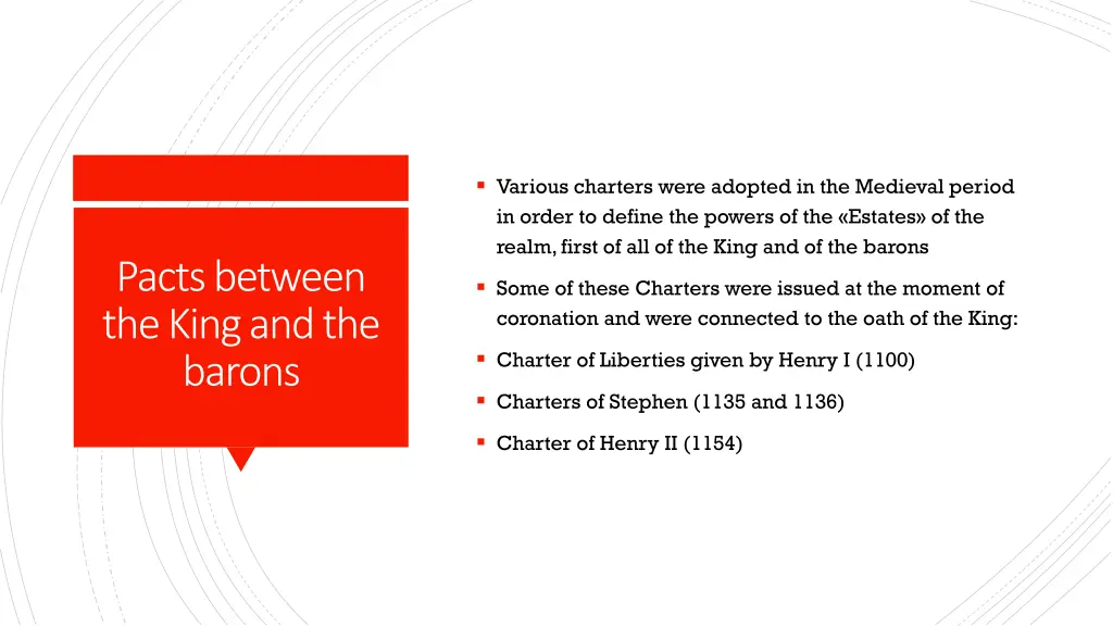 various charters were adopted in the medieval