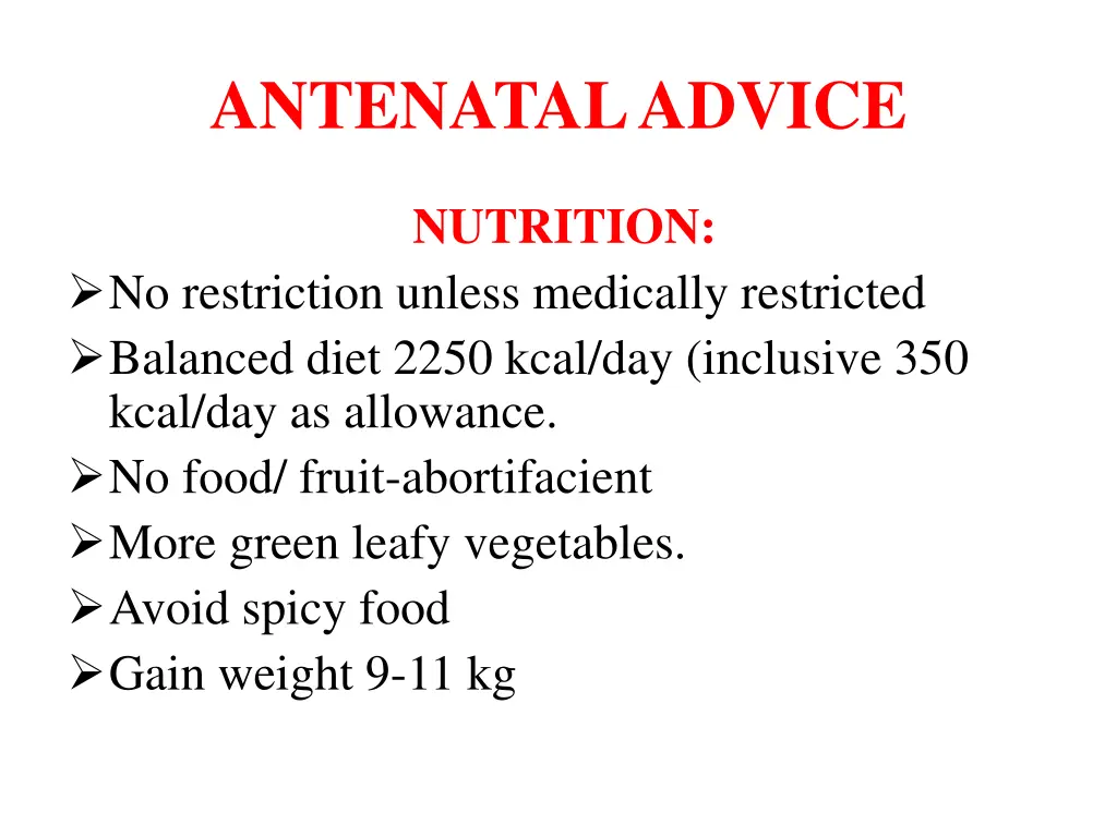 antenatal advice