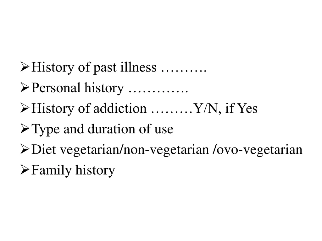 history of past illness personal history history