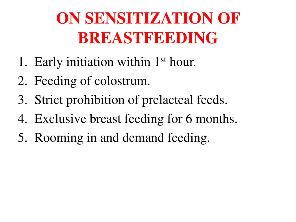 on sensitization of breastfeeding