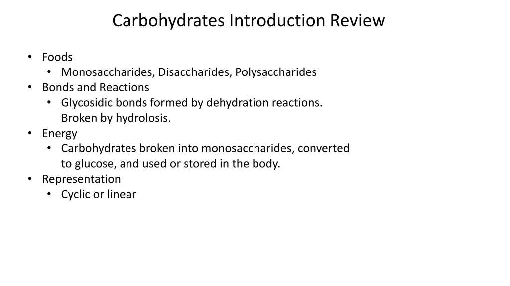 carbohydrates introduction review