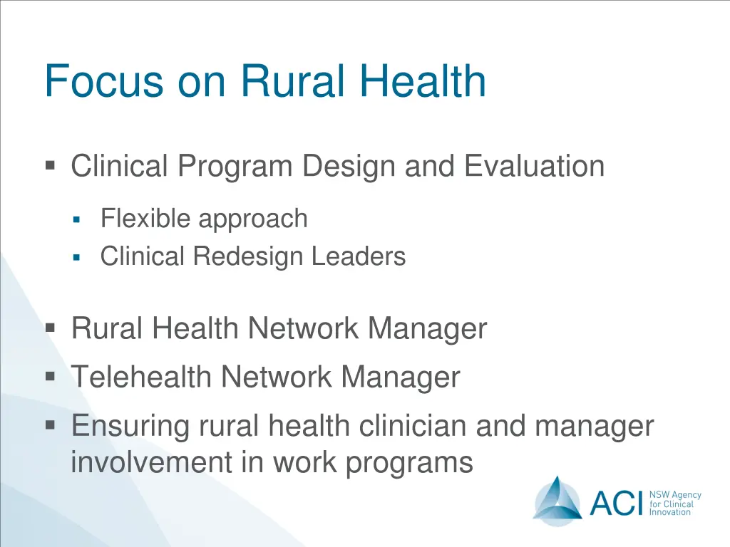 focus on rural health