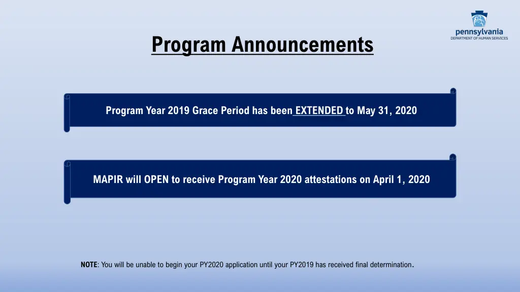 program announcements