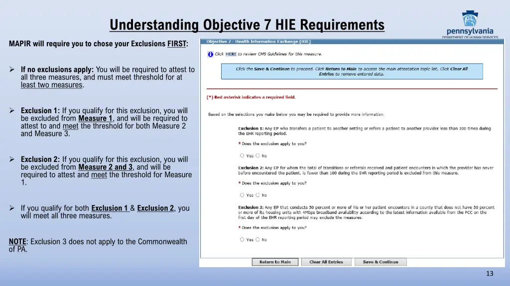 understanding objective 7 hie requirements