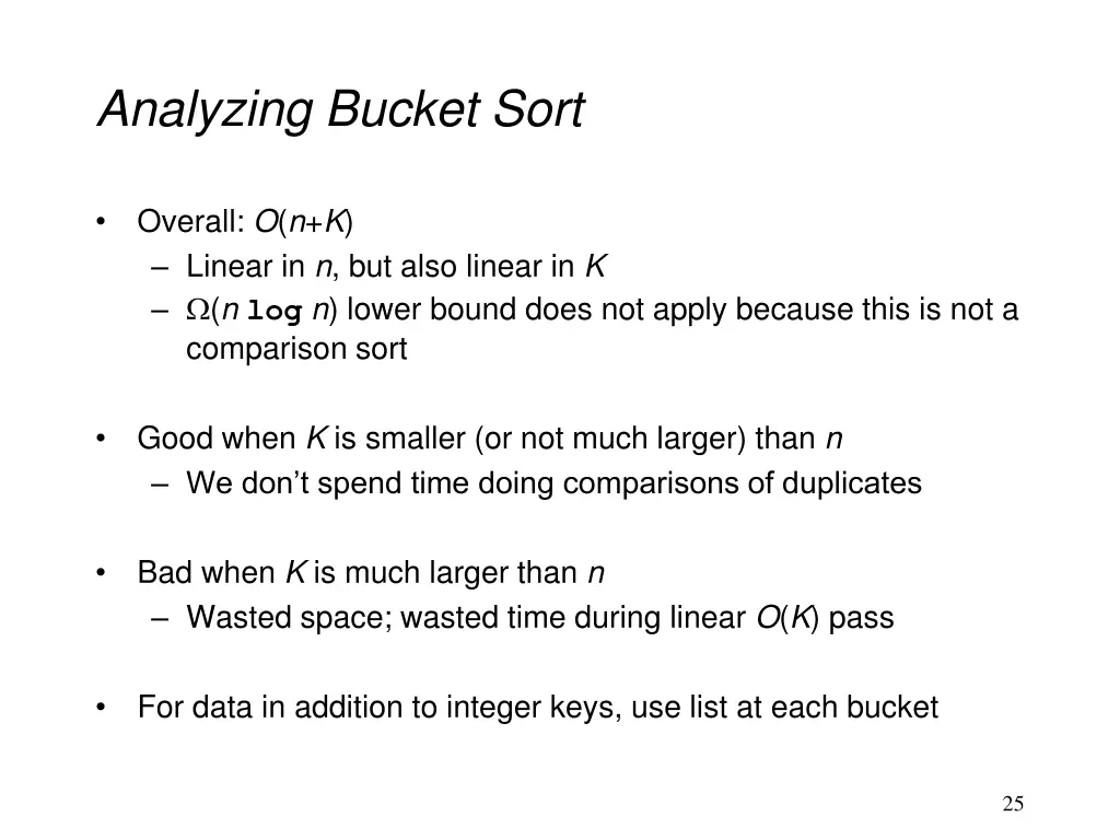analyzing bucket sort