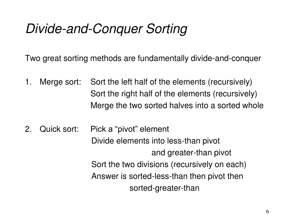 divide and conquer sorting