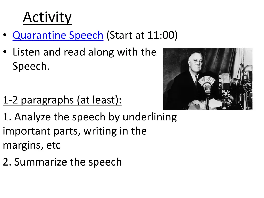 activity quarantine speech start at 11 00 listen