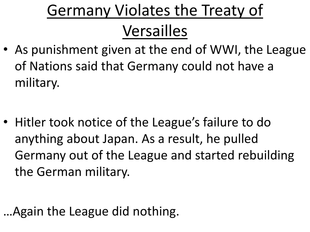 germany violates the treaty of versailles