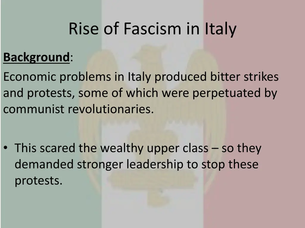 rise of fascism in italy
