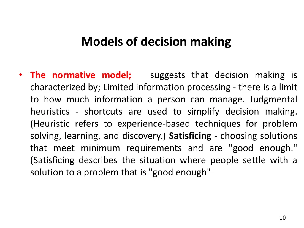 models of decision making 1