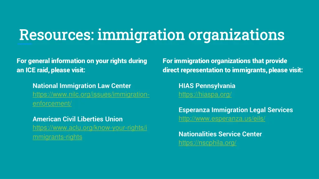 resources immigration organizations resources