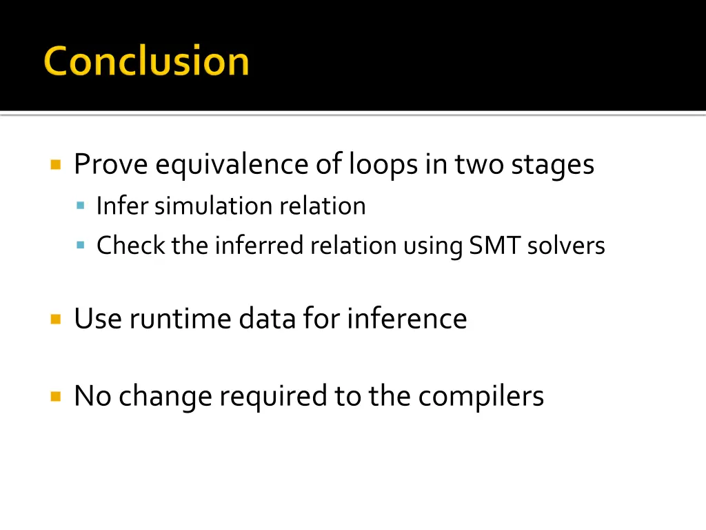 prove equivalence of loops in two stages infer