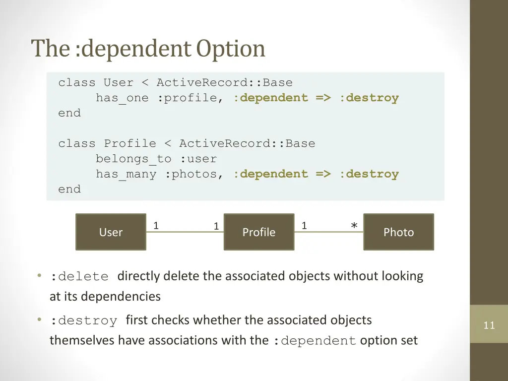 the dependent option