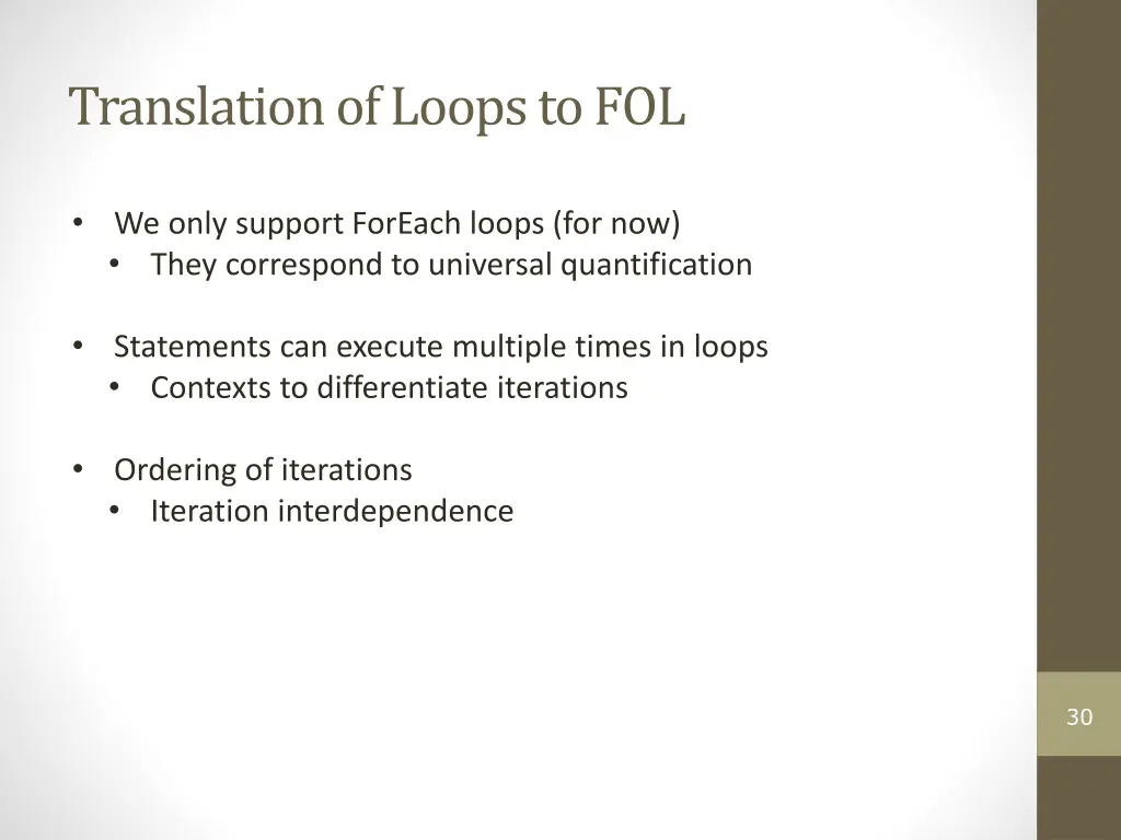 translation of loops to fol