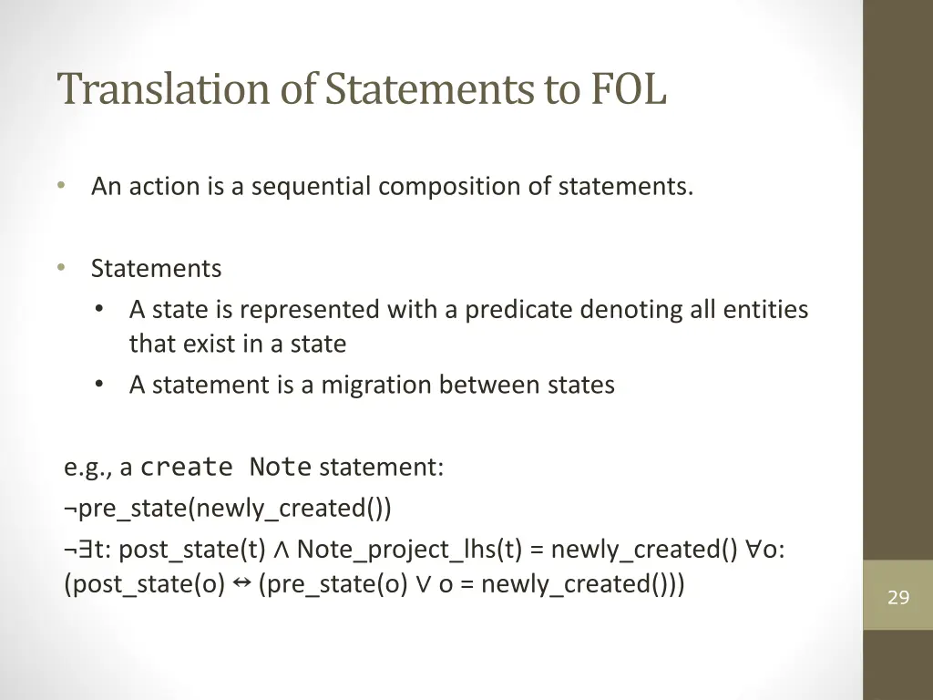 translation of statements to fol