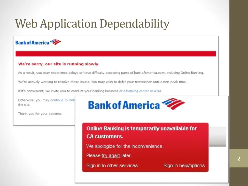 web application dependability