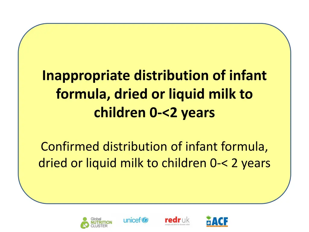 inappropriate distribution of infant formula