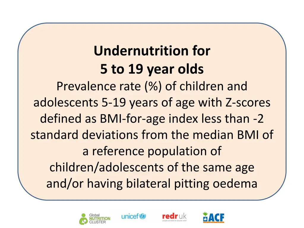 undernutrition for 5 to 19 year olds prevalence
