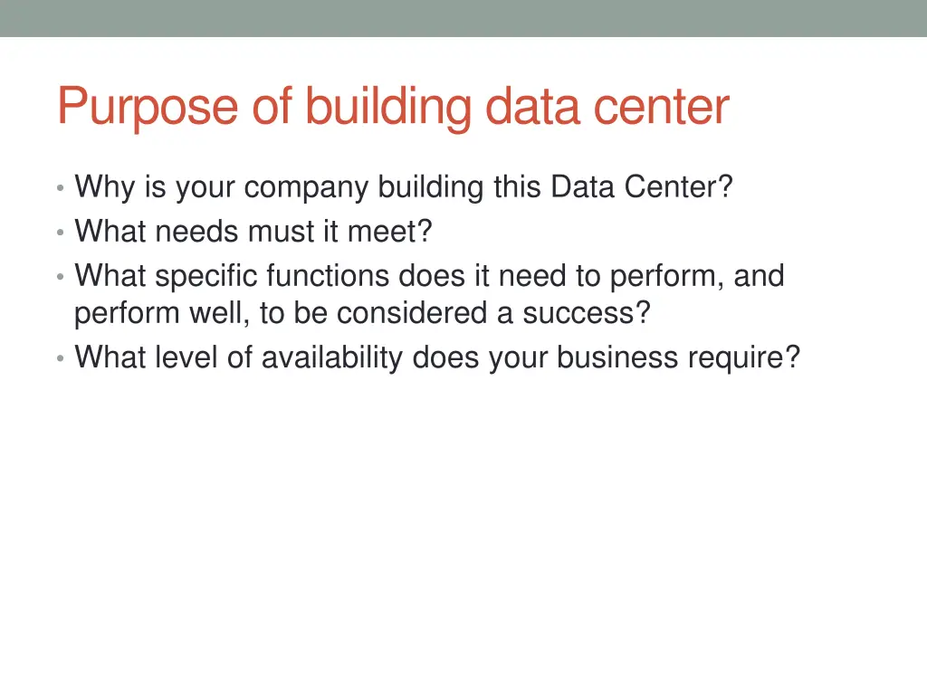 purpose of building data center