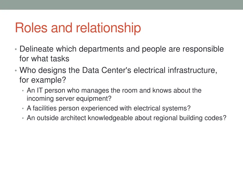 roles and relationship