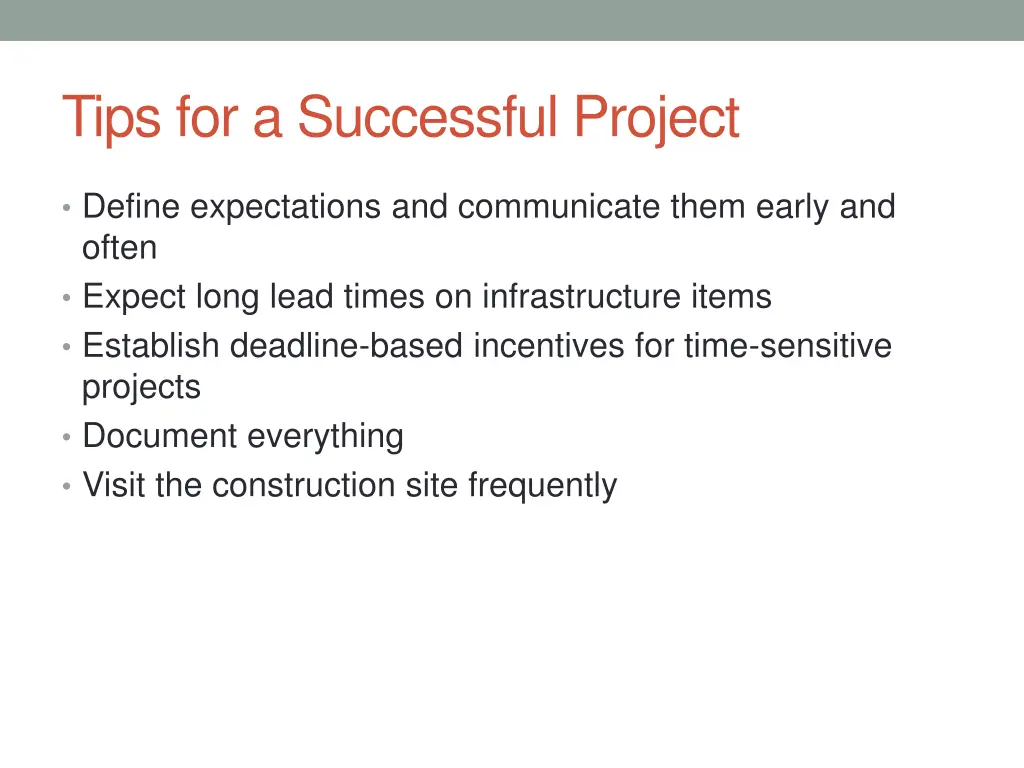 tips for a successful project