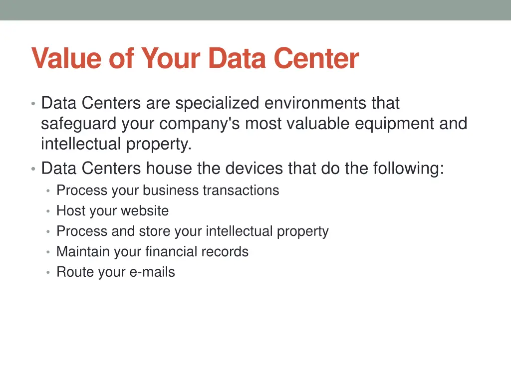 value of your data center