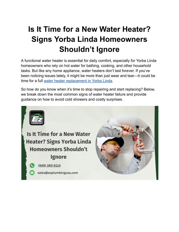 is it time for a new water heater signs yorba