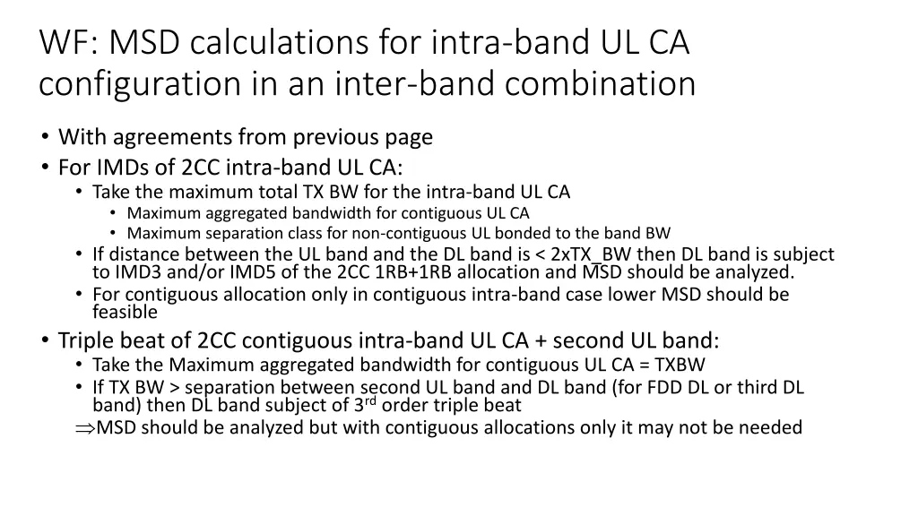 wf msd calculations for intra band