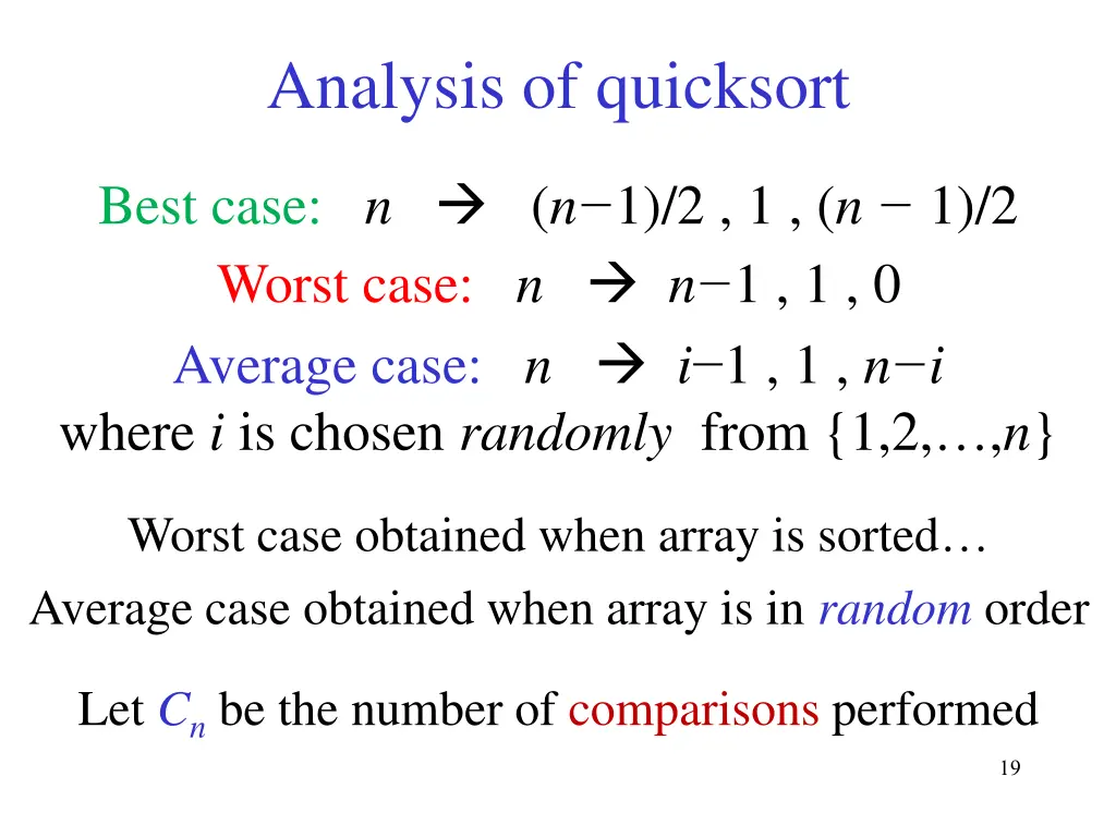 analysis of quicksort